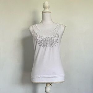 White studded Harley Davidson tank top.
